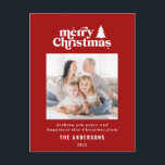 Weihnachts-Grafik-Foto Feiertagspostkarte<br><div class="desc">Einfachste Weihnachts Grafik Typografie Foto Urlaubskarte. Mit modernem handgezeichneten Text und Bäumen.</div>