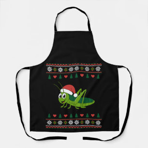 Weihnachts-Grasheuschrecke-Santa-Hut-hässlicher-Pu Schürze