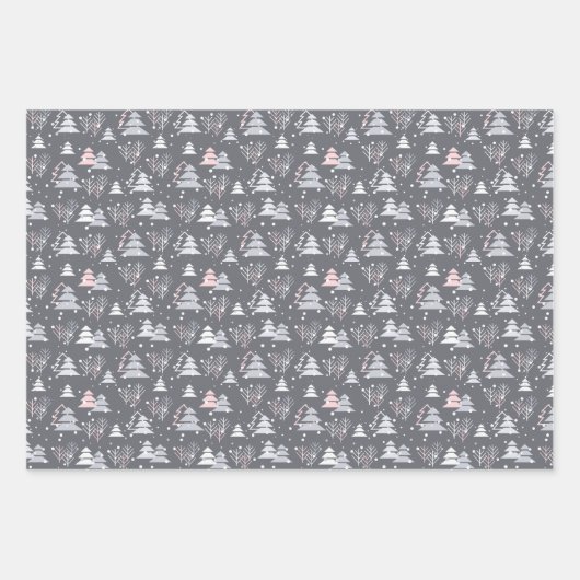 Weihnachts grau weiß pink silber schlicht elegant geschenkpapier set (Vorderseite 2)