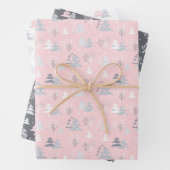 Weihnachts grau weiß pink silber schlicht elegant geschenkpapier set (Beispiel)