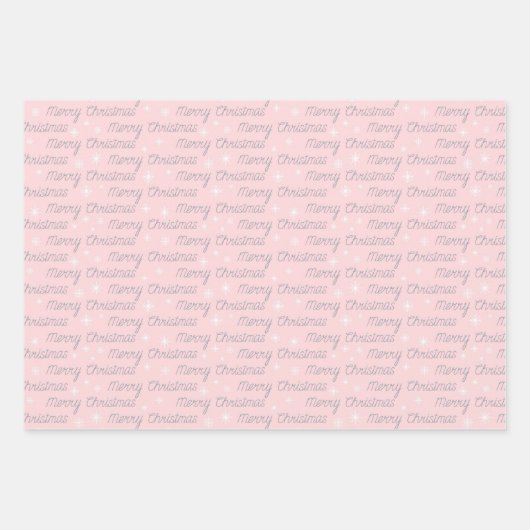 Weihnachts grau weiß pink silber schlicht elegant geschenkpapier set (Vorderseite)