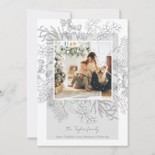 Weihnachts-Grau-Winter-Foliage-Foto Feiertagskarte (Vorderseite)