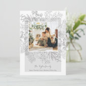 Weihnachts-Grau-Winter-Foliage-Foto Feiertagskarte (Stehend Vorderseite)