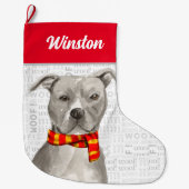 Weihnachts-Graue Grube mit dem Namen des Hundes Großer Weihnachtsstrumpf (Vorderseite)