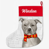 Weihnachts-Graue Grube mit dem Namen des Hundes Großer Weihnachtsstrumpf (Rückseite)