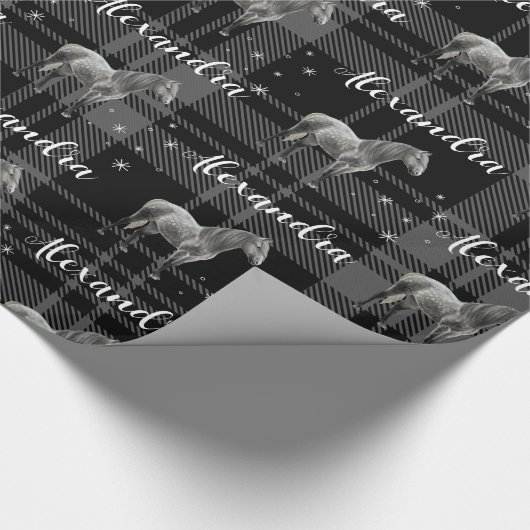 Weihnachts-Graue Pferde Personalisiert Geschenkpapier (Ecke)