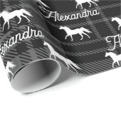 Weihnachts-Graue Pferde Personalisiert Geschenkpapier (Rolleneckpunkt)