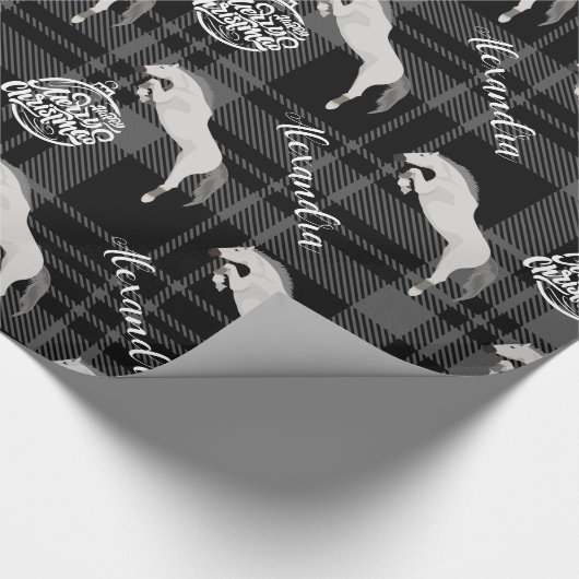 Weihnachts-Graue Pferde Personalisiert Geschenkpapier (Ecke)