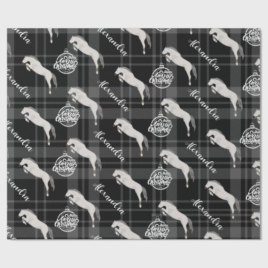 Weihnachts-Graue Pferde Personalisiert Geschenkpapier (Flach)