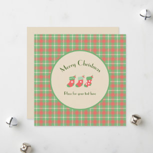 Weihnachts-Green-basierte Kariert-Flat-Weihnachtsk Feiertagskarte