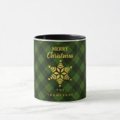 Weihnachts Green Black Buffalo Kariert Star Snowfl Tasse (Zentrum)