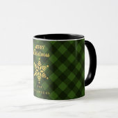 Weihnachts Green Black Buffalo Kariert Star Snowfl Tasse (VorderseiteRechts)