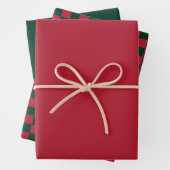 Weihnachts-Green & Red-Checkerboard und Solid-Colo Geschenkpapier Set (Beispiel)