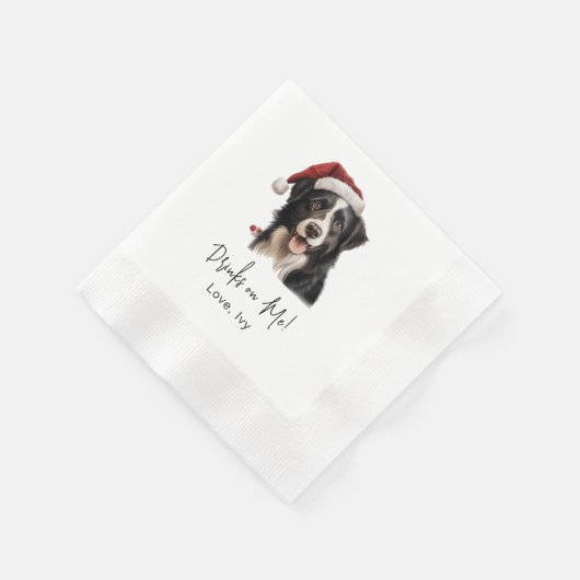 Weihnachts-Grenz-Collie-Hunde-Drinks auf mir Serviette (Ecke)