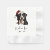Weihnachts-Grenz-Collie-Hunde-Drinks auf mir Serviette (Vorderseite)