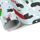 Weihnachts-Grenze Collie Wrapping Papier Geschenkpapier (Rolleneckpunkt)