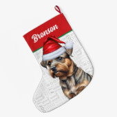 Weihnachts-Grenze Terrier mit Name Woof Hintergrun Großer Weihnachtsstrumpf (Rückseite (Hängend))