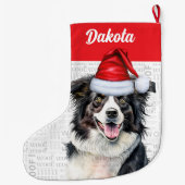 Weihnachts-Grenzkollie mit Hundenname Großer Weihnachtsstrumpf (Rückseite)