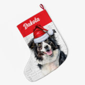 Weihnachts-Grenzkollie mit Hundenname Großer Weihnachtsstrumpf (Rückseite (Hängend))