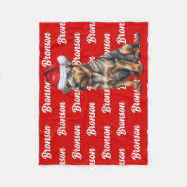 Weihnachts-Grenzterrier mit dem Namen des Hundes Fleecedecke