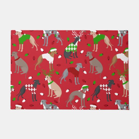 Weihnachts-Greyhound-Hund Fußmatte (Vorderseite)