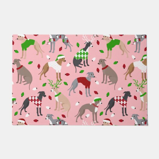 Weihnachts-Greyhound-Hund Fußmatte (Vorderseite)