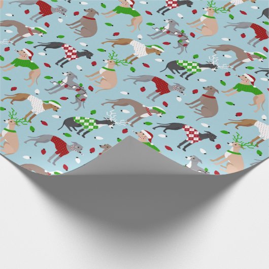 Weihnachts-Greyhound-Hund Geschenkpapier (Ecke)