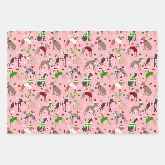 Weihnachts-Greyhound-Hund Geschenkpapier Set (Vorderseite 3)