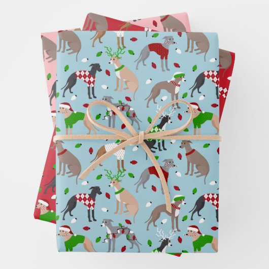 Weihnachts-Greyhound-Hund Geschenkpapier Set (Beispiel)