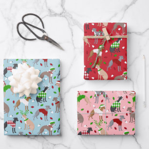 Weihnachts-Greyhound-Hund Geschenkpapier Set