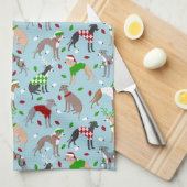 Weihnachts-Greyhound-Hund Geschirrtuch (Viertel Falte)