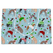 Weihnachts-Greyhound-Hund Große Geschenktüte (Vorderseite)