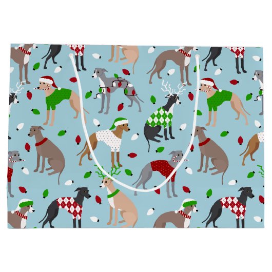 Weihnachts-Greyhound-Hund Große Geschenktüte (Rückseite)
