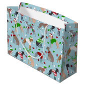 Weihnachts-Greyhound-Hund Große Geschenktüte (Rückseite Schrägansicht)