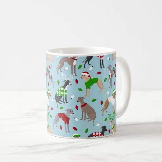 Weihnachts-Greyhound-Hund Kaffeetasse (VorderseiteRechts)