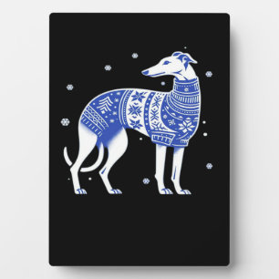 Weihnachts-Greyhound-Hund mit hässlichem Pullover  Fotoplatte