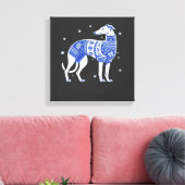 Weihnachts-Greyhound-Hund mit hässlichem Pullover Leinwanddruck (Insitu (Wohnzimmer))