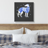 Weihnachts-Greyhound-Hund mit hässlichem Pullover Leinwanddruck (Insitu (Schlafzimmer))