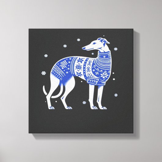 Weihnachts-Greyhound-Hund mit hässlichem Pullover Leinwanddruck (Vorderseite)