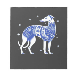 Weihnachts-Greyhound-Hund mit hässlichem Pullover Notizblock