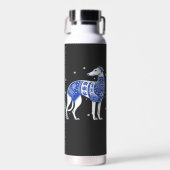 Weihnachts-Greyhound-Hund mit hässlichem Pullover Trinkflasche (Vorne)