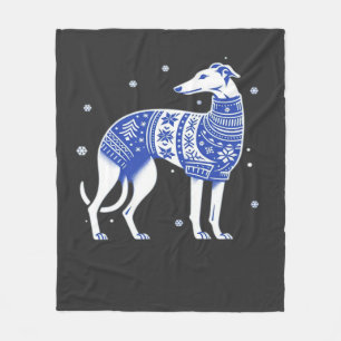 Weihnachts-Greyhound-Hund mit hässlichem Sweatshir Fleecedecke