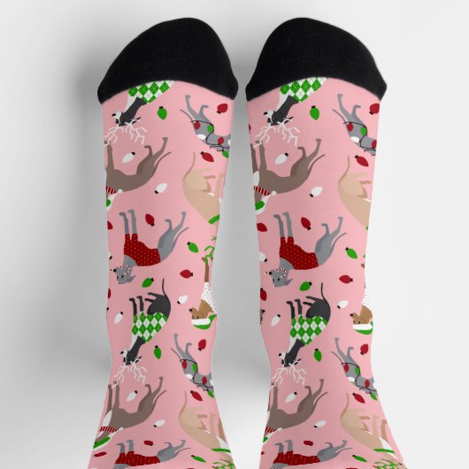 Weihnachts-Greyhound-Hund Socken (Oben)
