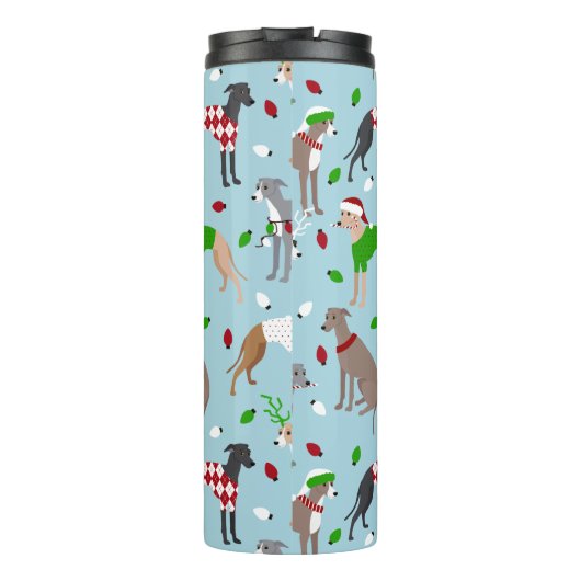 Weihnachts-Greyhound-Hund Thermosbecher (Rückseite)