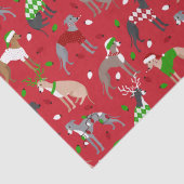 Weihnachts-Greyhound-Hunde-Papiere Seidenpapier (Detail)