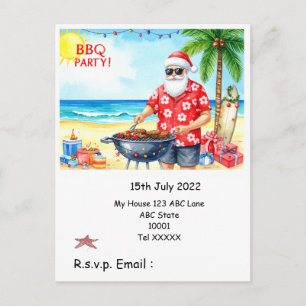 Weihnachts-Grillparty mit dem Weihnachtsmann Postkarte