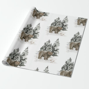 Weihnachts-Grizzy-Bär Waldschneegeschenk Geschenkpapier