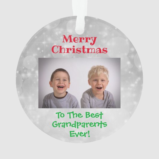 Weihnachts-Großeltern-Grandkids-Foto Ornament (Rückseite)