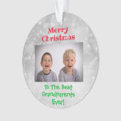Weihnachts-Großeltern-Grandkids-Foto Ornament (Vorderseite)