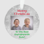 Weihnachts-Großeltern-Grandkids-Foto Ornament (Vorderseite)